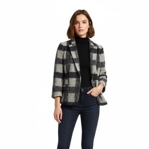 Banana Republic Heritage Wool Blend Check Blazer, Size 8, Gray Plaid  Jacket
